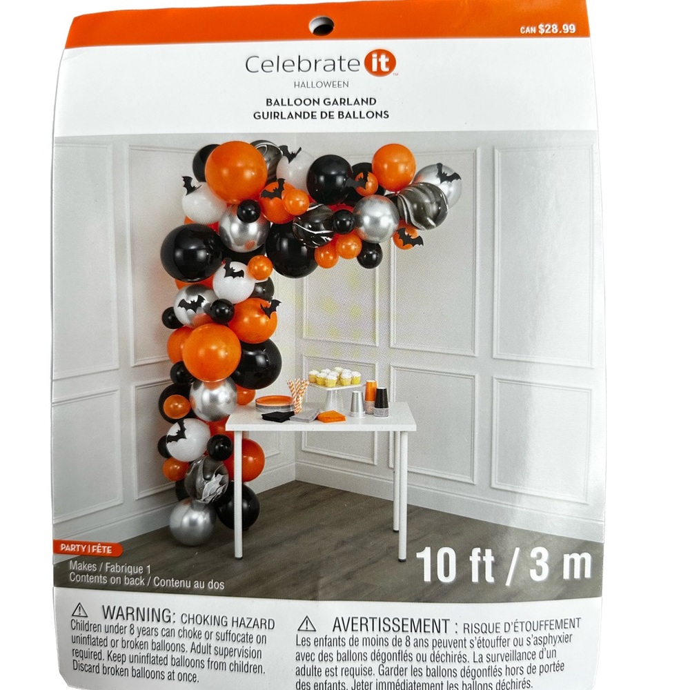 Halloween Balloon Garland Arch 60 Baboons Black Orange Silver Marble Bat 10 Ft